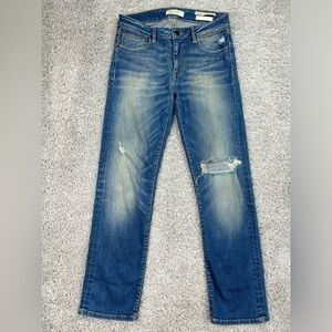 Guess Jeans Womens 26 Retro Pencil Straight Italian Selvedge Holes DIstressed